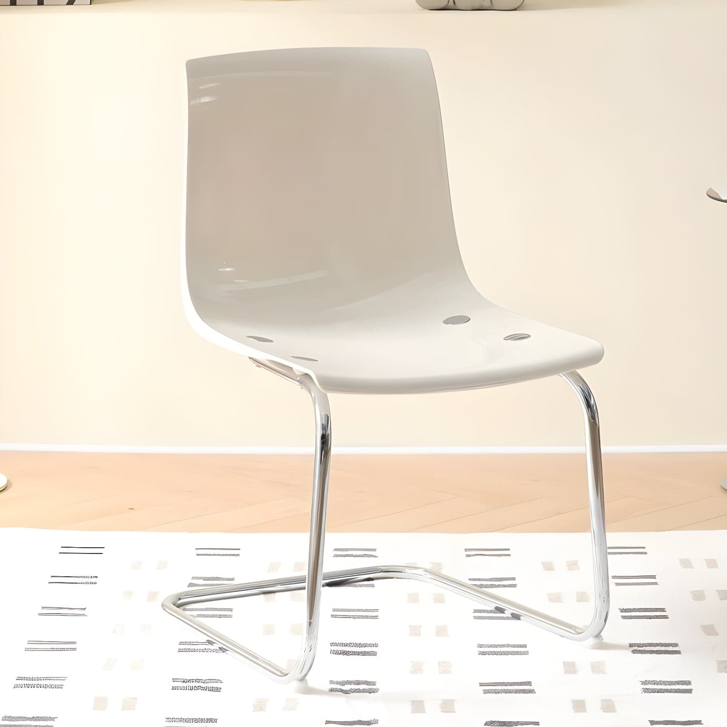 Modern Low-Back Side Chair in Plastic & Acrylic with Metal Legs - Silver - image 4