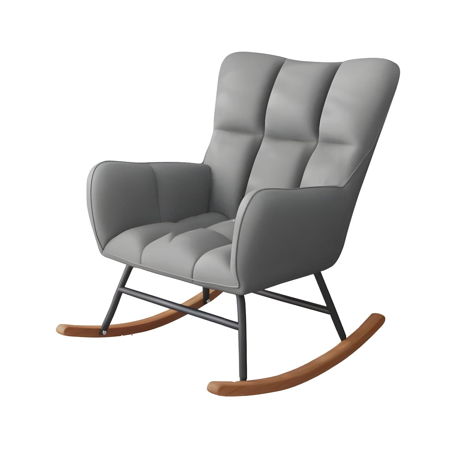 Modern Upholstered Rocking Chair for Comfort and Style - Brown Metal Legs and Track Arms - image 3
