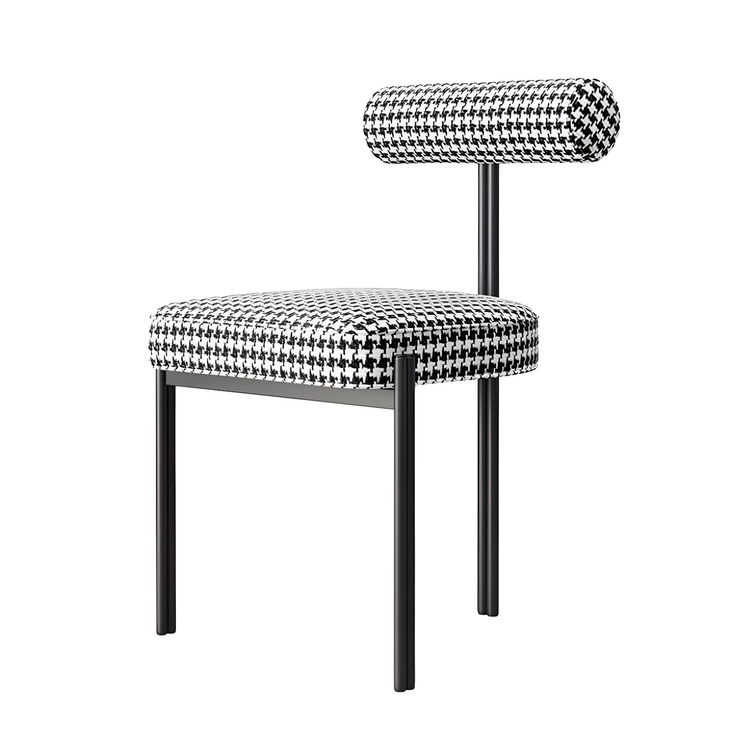 Glam Style Upholstered Dining Chair Open Back Dining Side Chair for Indoor