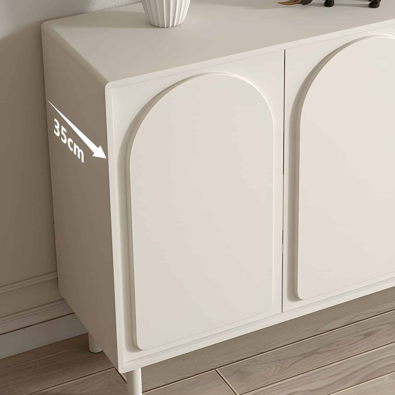 37.4"Tall White Wooden Cabinet , 3- Drawer Rectangle Accent Cabinet - image 9