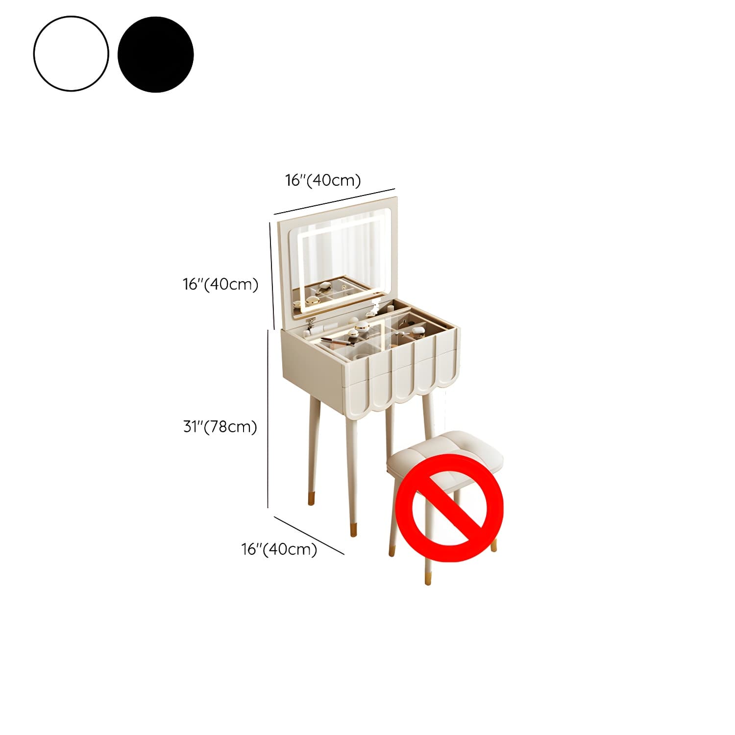 Elegant Vanity Set with Oak Top & Mirror & 2 Drawers & Comfortable Seat - image 14