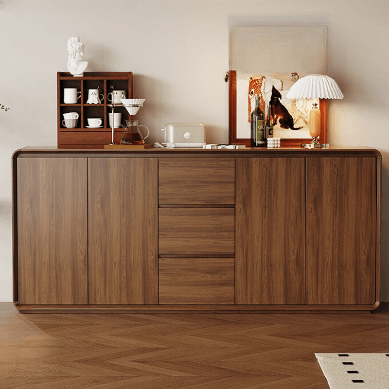 Narrow/Standard/Wide Auburn Sideboard with Lumber Adjustable Shelf, Locker, 3 Drawers and 4 Doors/2 Doors/Single Door
