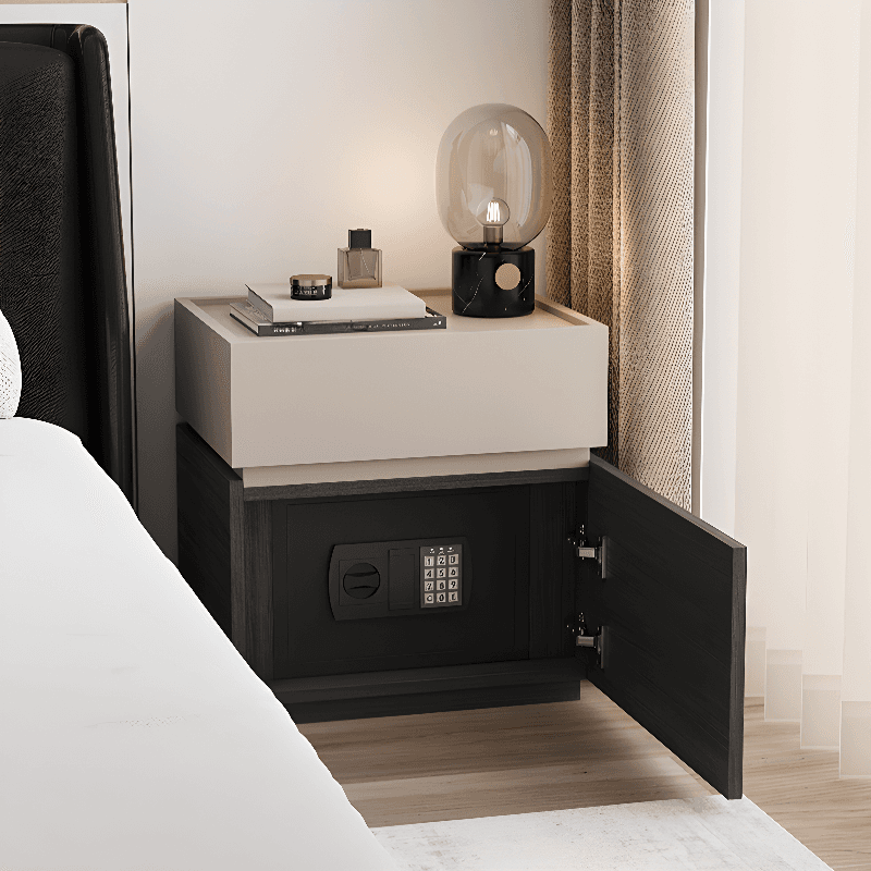 Organic Modern Bedside Cabinet Nightstand with 1 Drawer, 1 Cabinet, 2 Shelves, Right Orientation, and Particle Board Wood - image 11
