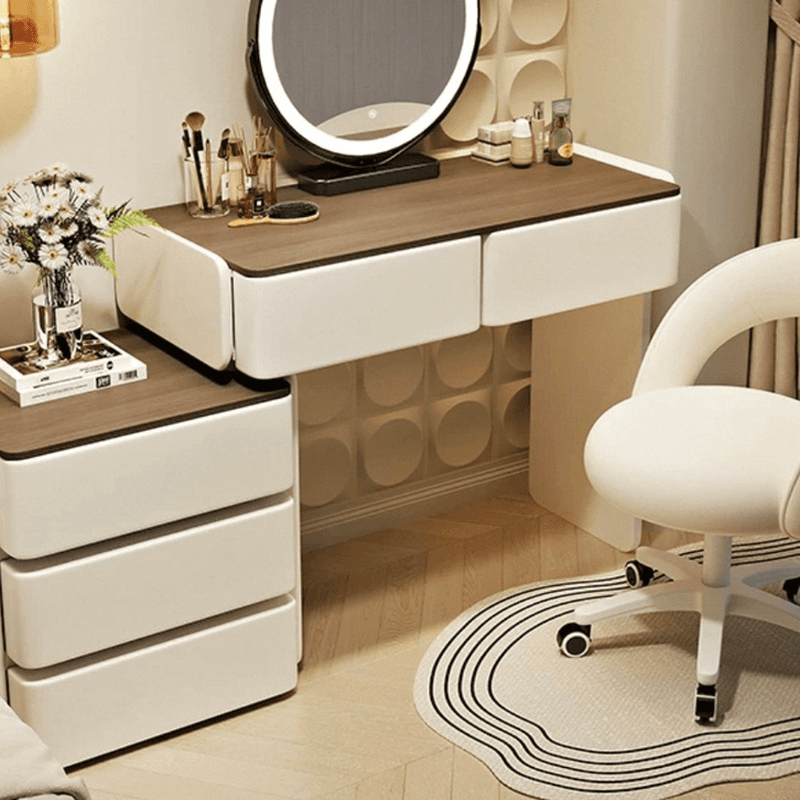 Large/Standard Stone Vanity Set with White Seating, 8/5 Drawers, Mirror Lights, and Scalable Lighting - image 6