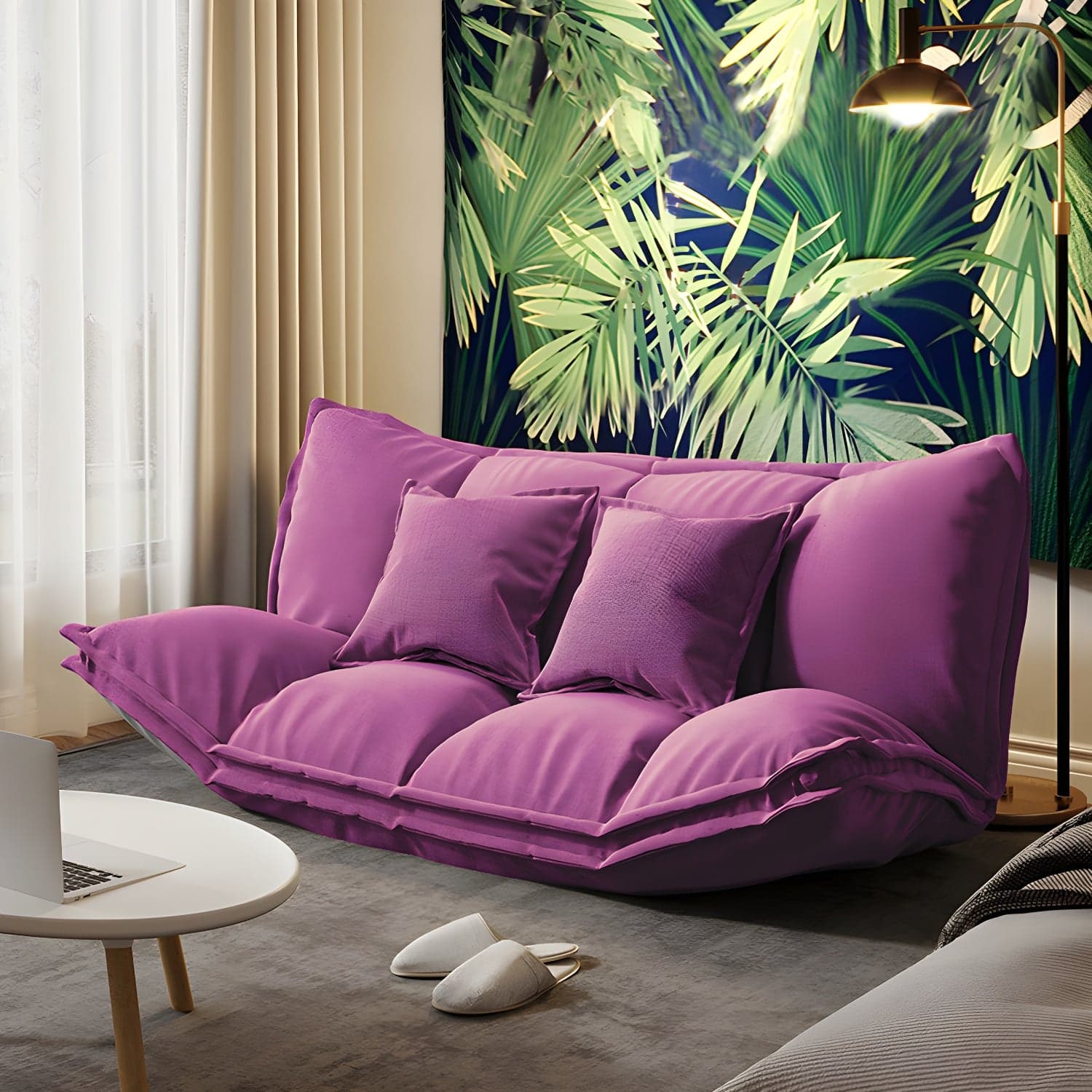 Modern Tight Back Convertible Sleeper Sofa Fabric Armless Solid Color Sofa - image 7