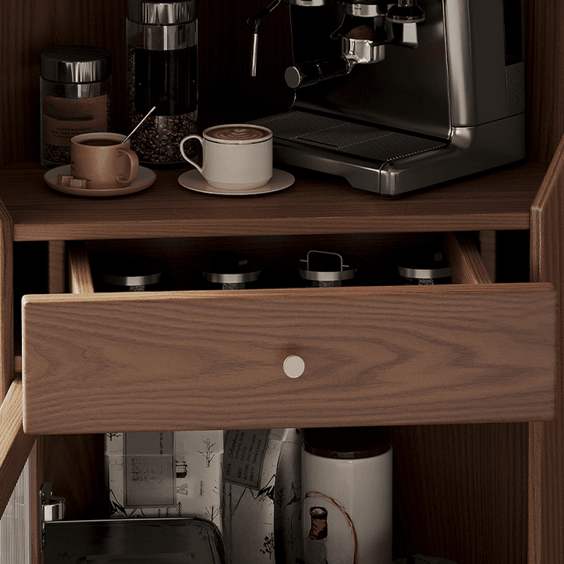 Accent Cabinet with 1 Drawer, 2 Cabinets, Glazed Door, Adjustable Shelf, Cabinet Knobs, Sepia/Wood Color Top, and Stain Resistant Finish - image 8