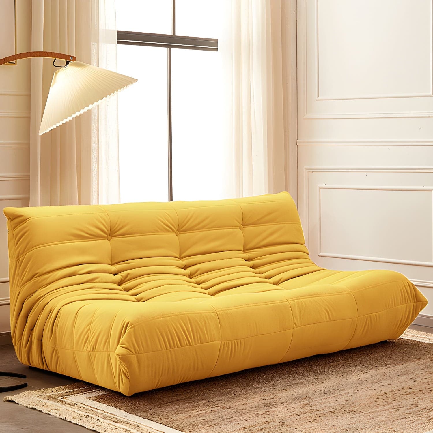 Modern Tufted Cushions Armless Living Room Wooden Standard Seating - image 13