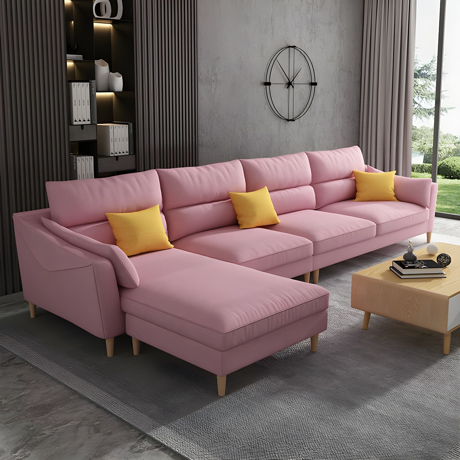 Scandinavian Wood Frame Straight Modular Sofa with Slipcover and Ottoman in 3 Piece Set - image 7