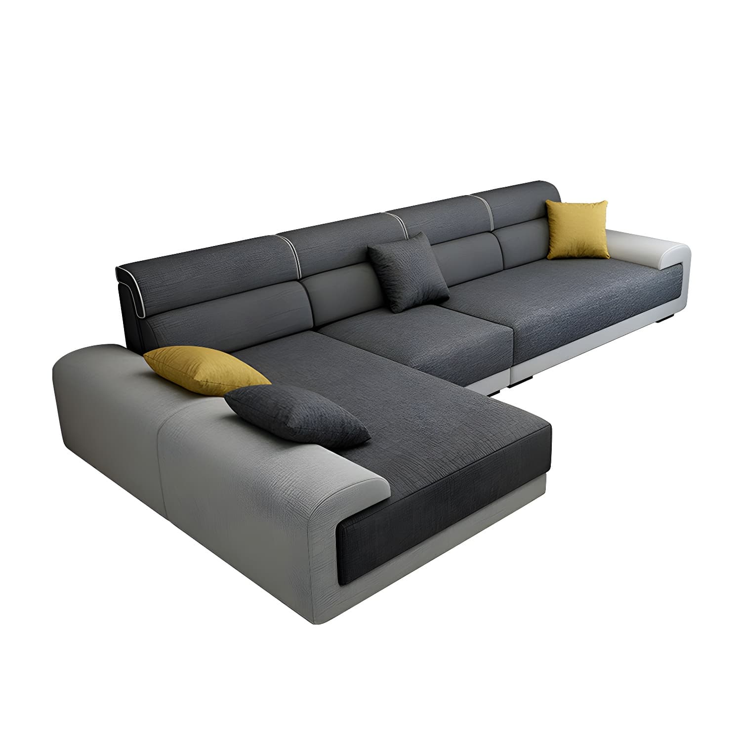 Modern L-Shape Wood Frame Sponge Cushion Back Sectional Sofa Chaise (10 Feet) - image 9