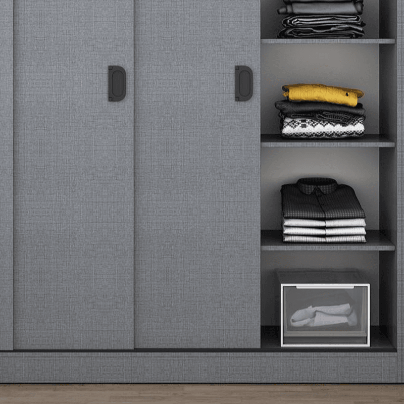 Dove Grey Modern Timber Wardrobe with Self-supporting Design, Soft Close Features, and Clothing Rod