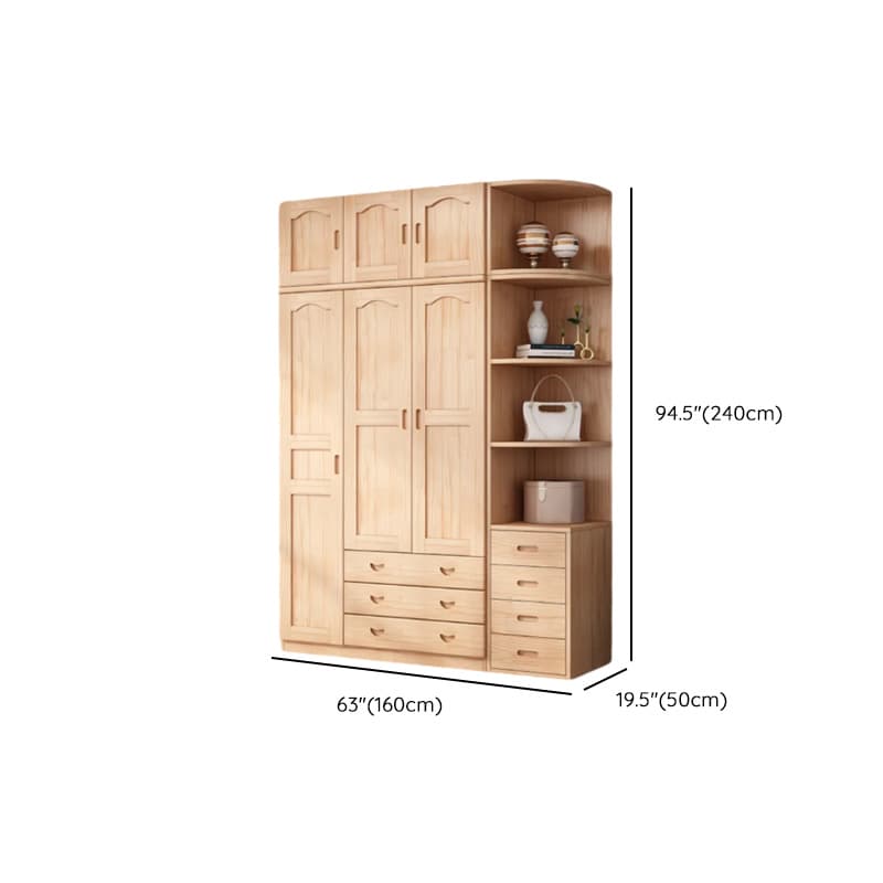 Modish Natural Color Reclaimed Wood Wardrobe Armoire with Soft Close Drawer, Soft Close Door - image 31