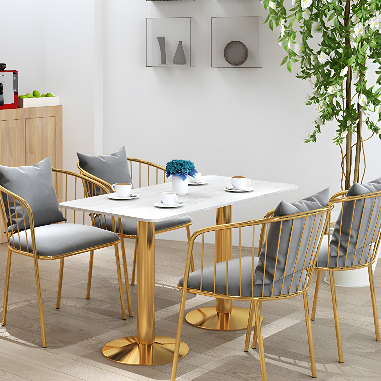 Sintered Stone Dining Table Traditional Luxury Dining Table with Gold Base - image 10