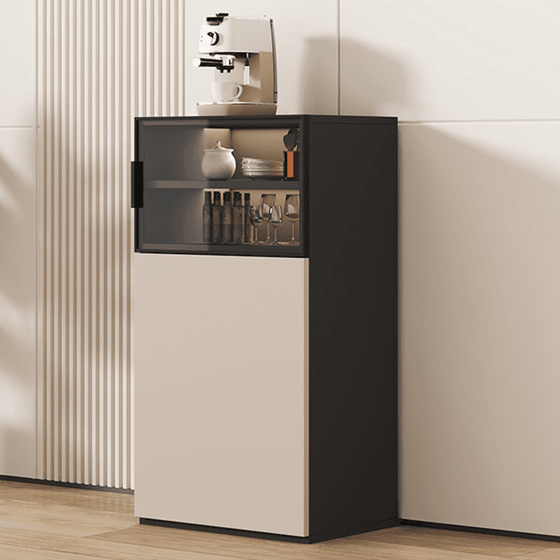 Modern Sideboard with Cupboard in Narrow/Standard/Wide Sizes, Larder Storage, Manufactured Wood Countertop, Glazed Door, and Alterable Shelf