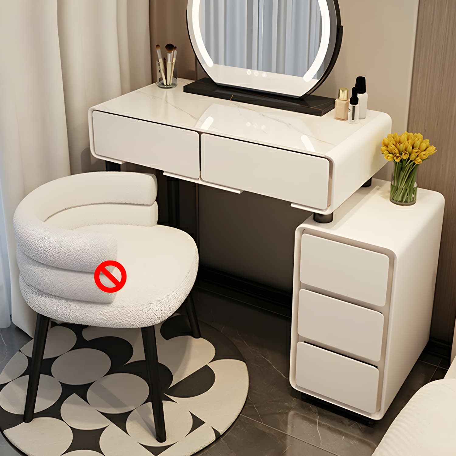 Solid Wood Stylish Makeup Vanity Set with Drawers in Modern Style - image 5
