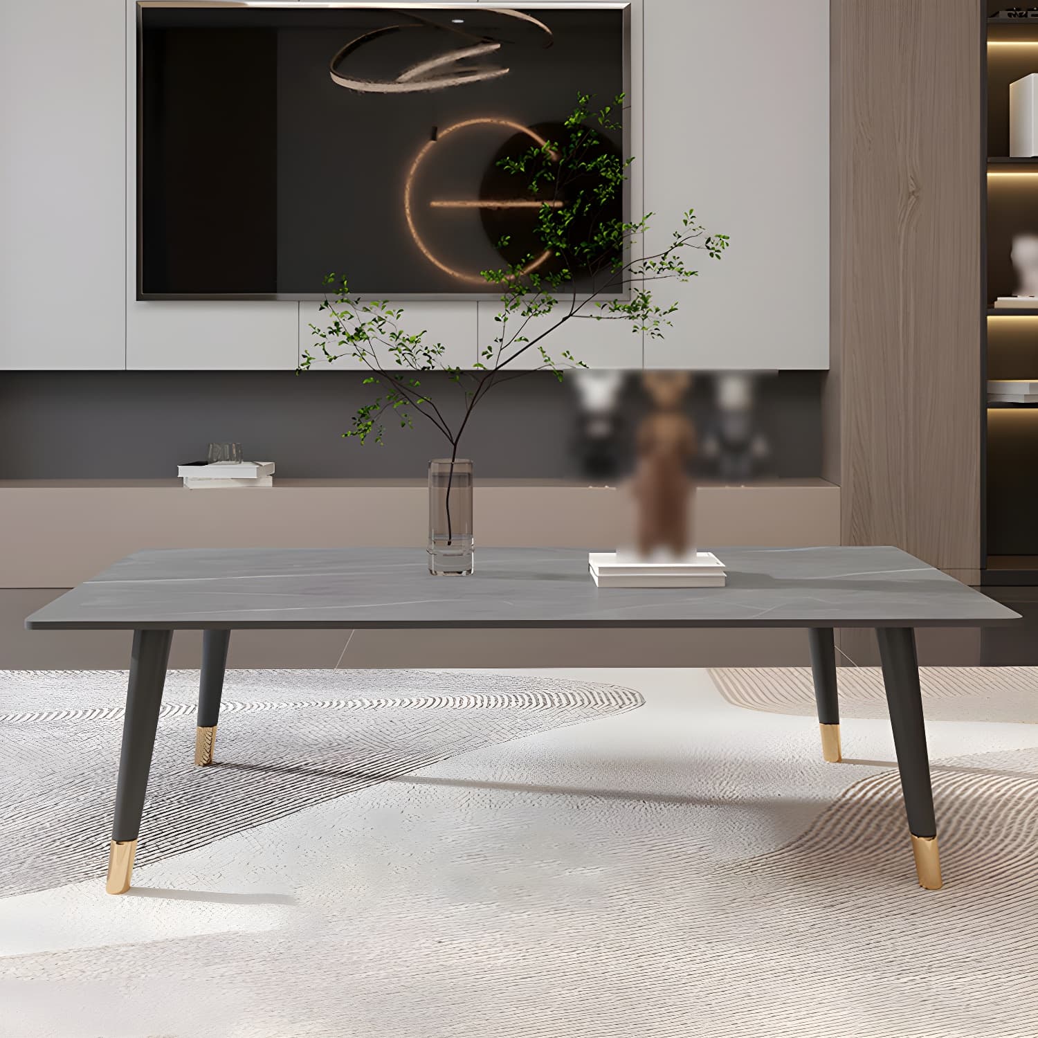 4 Legs Single Coffee Table Modern Slate Rectangular Coffee Table - image 4