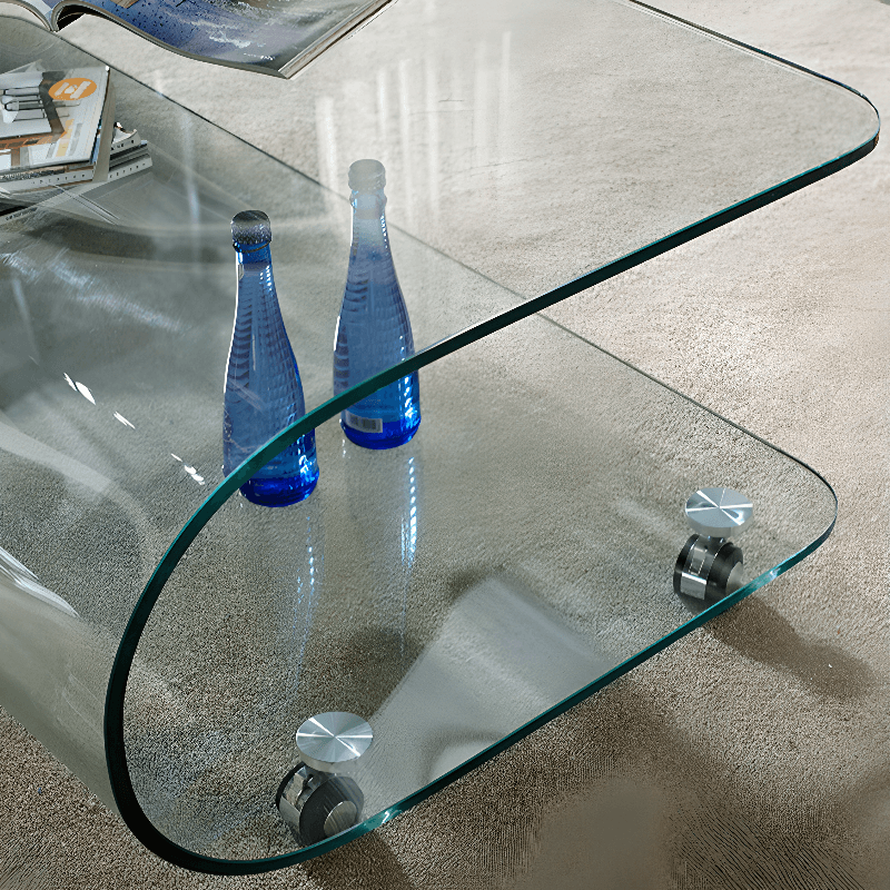 Transparent Wheel coffee table with Roller Wheels, Locker, 1 Shelf/2-Tier and Square/Square for Indoor Use - image 5