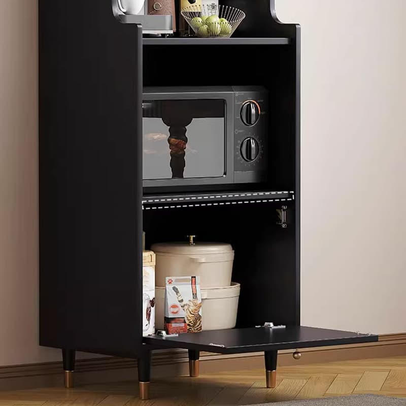 Living Room Use Simplistic Rectangle Black Wood Free Standing Utility Storage Cabinet with Knob Handle - image 6
