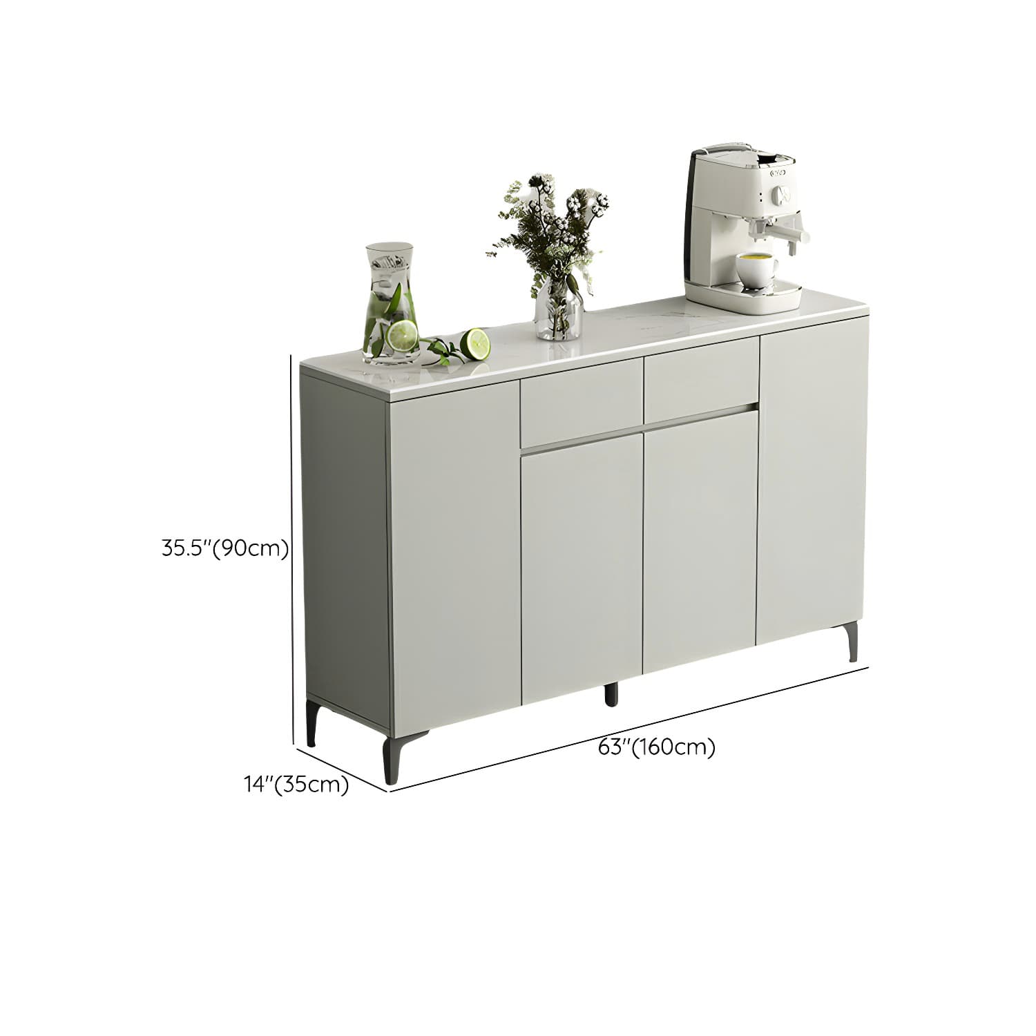 Contemporary Living Room Stone Top Sideboard with Doors and Drawers - image 16