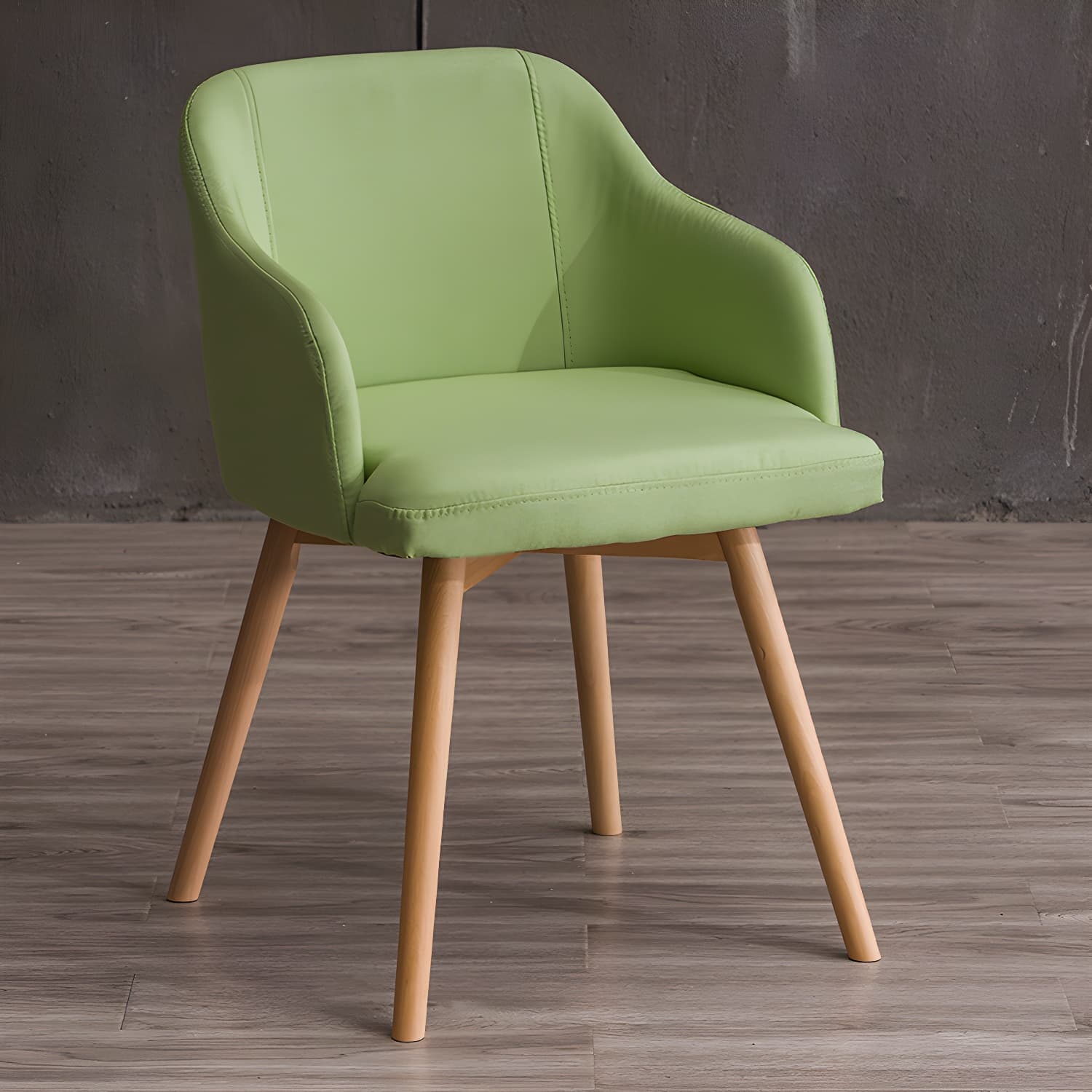 Scandinavian Beech Solid Back Arm Chair Fabric Dining Chair with Natural Legs - image 9