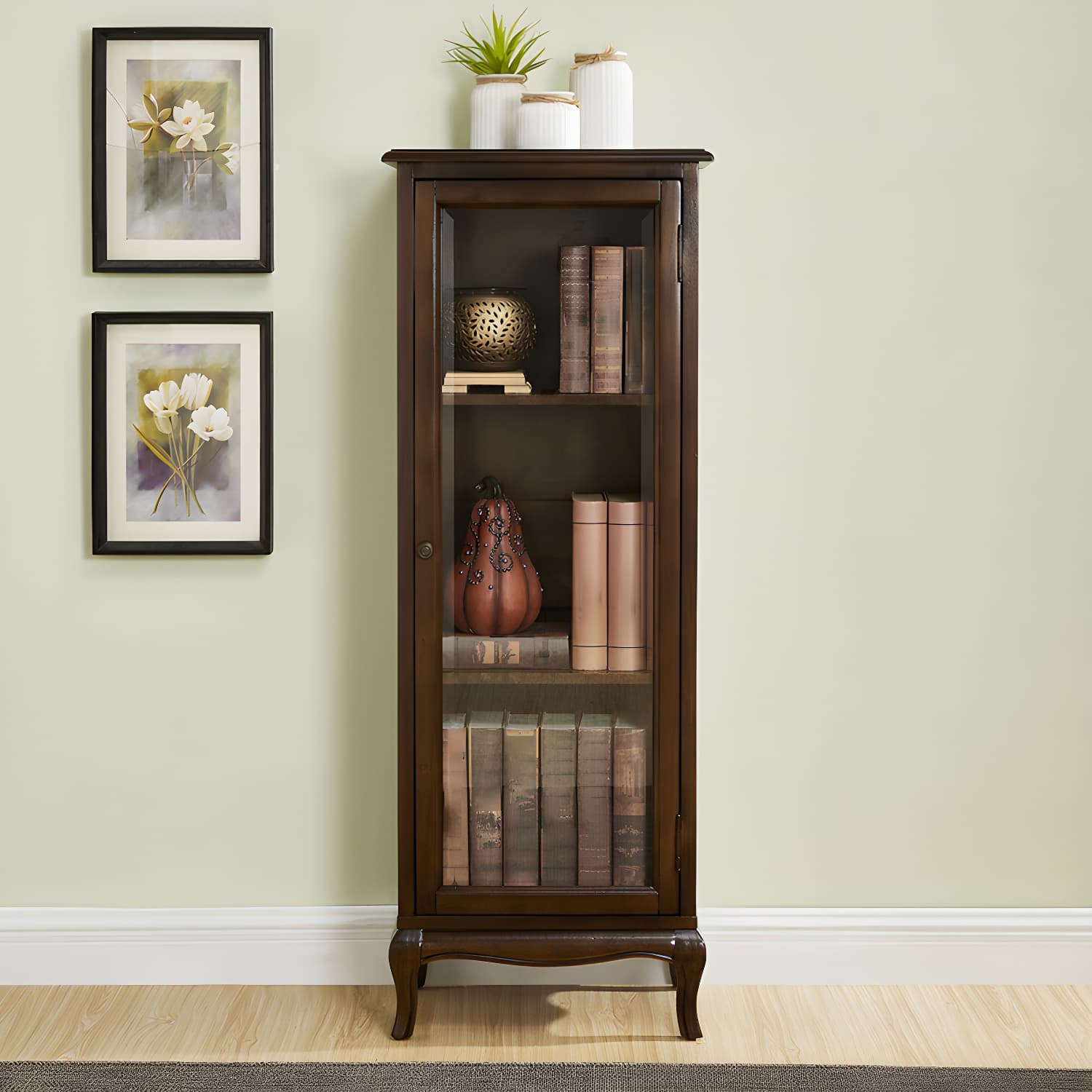 Mid-century Modern 51.18" Tall Glass Paned Accent Cabinet, Wooden Rectangle Cabinet - image 3