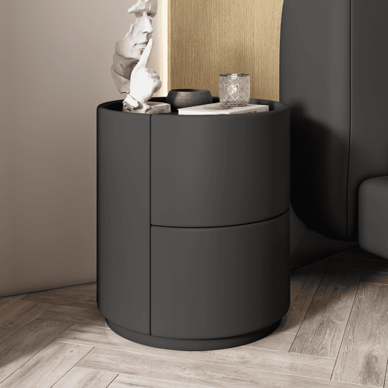 Trendy Vinyl Leather Cylindrical Drawer Storage Nightstand Multi Color