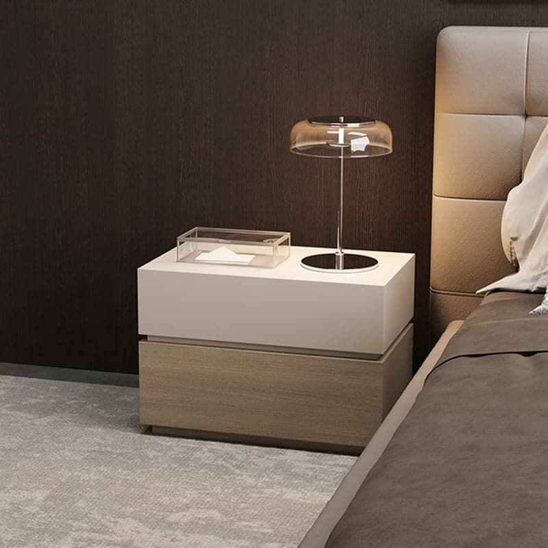 Organic Modern 2 Tiers Nightstand With Drawer Organization in Real Wood - image 3