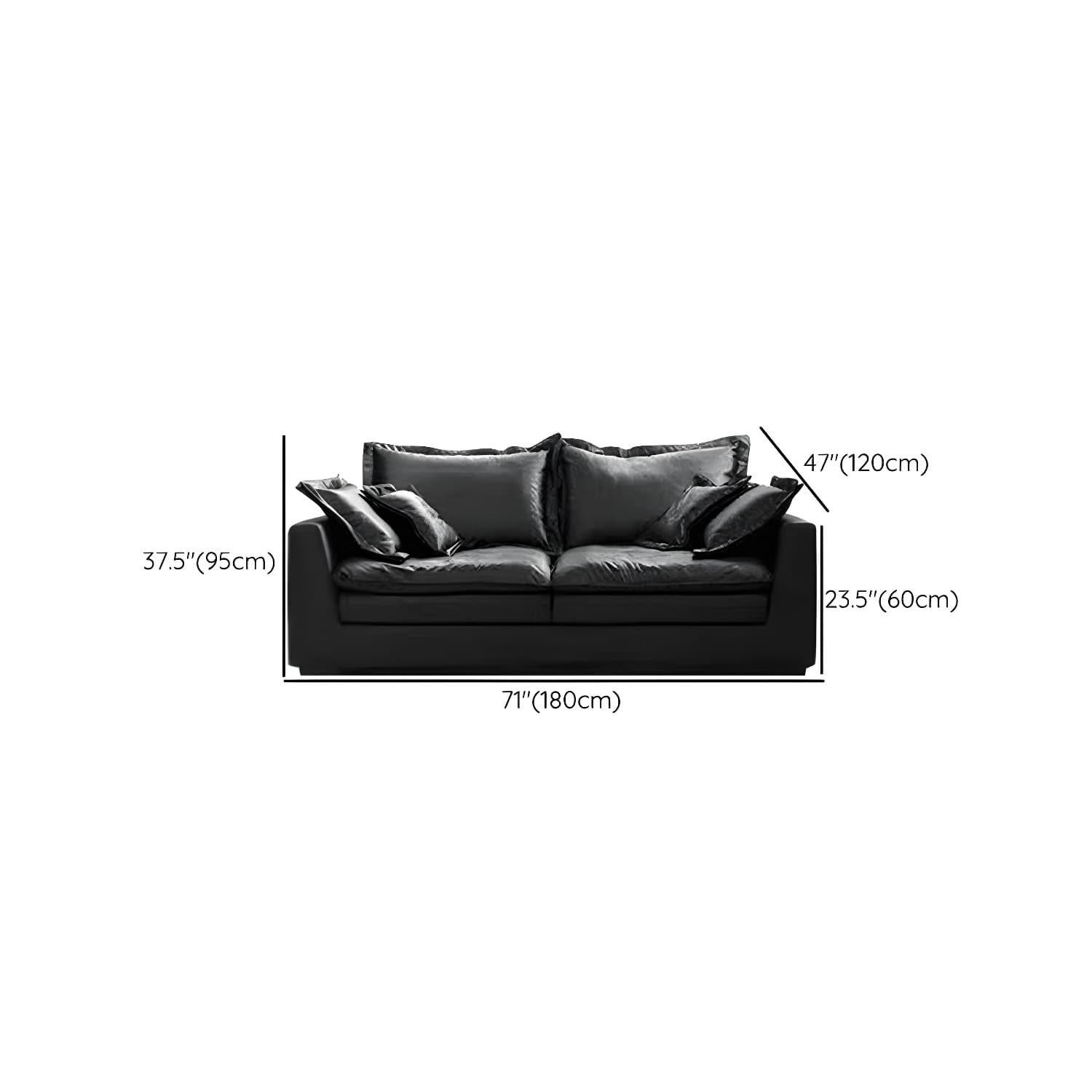 Modern Black Stationary Sectional Sofa with Wood Frame and Tech Cloth Upholstery - image 9