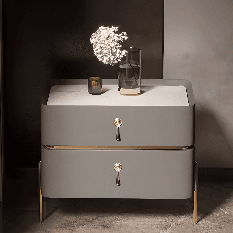 Organic Modern Stone Drawer Storage Nightstand with Leg & 2 Drawers - image 4