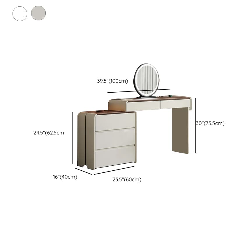 Large White Vanity Set with Upholstered Chair, 5/8 Drawers, Mirror Lights, Lighting, and Scalable Design - image 14