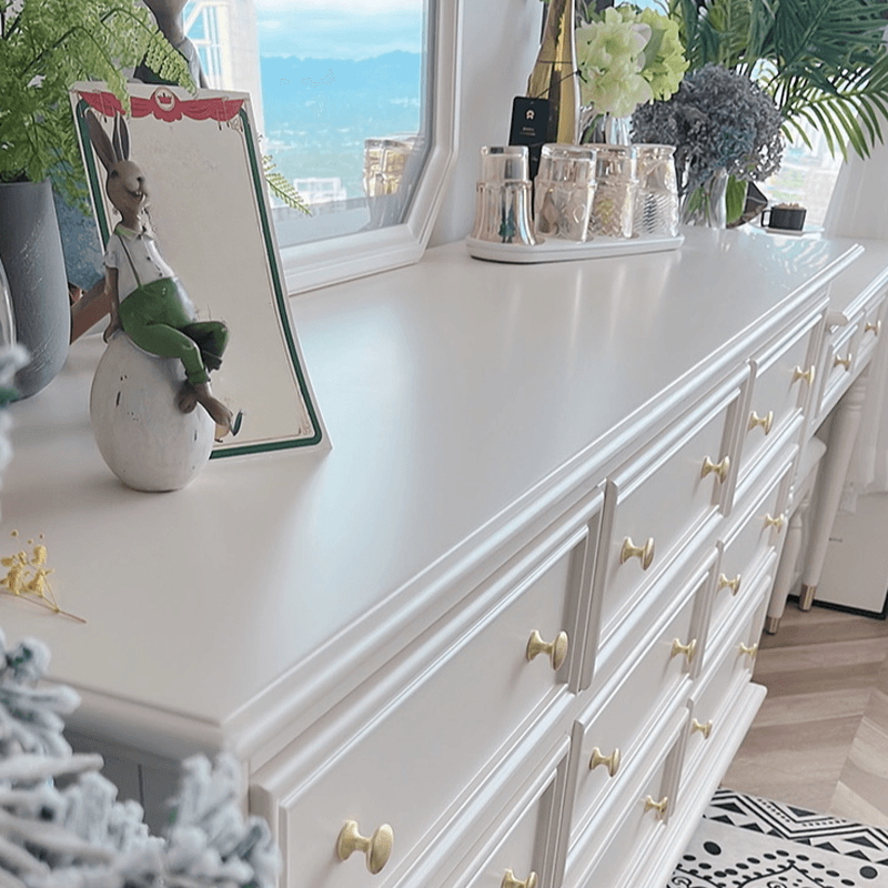 White Simplistic Solid+Composite Wood Double Dresser/Lingerie Chest with 9/8/4 Drawers Horizontal/Vertical