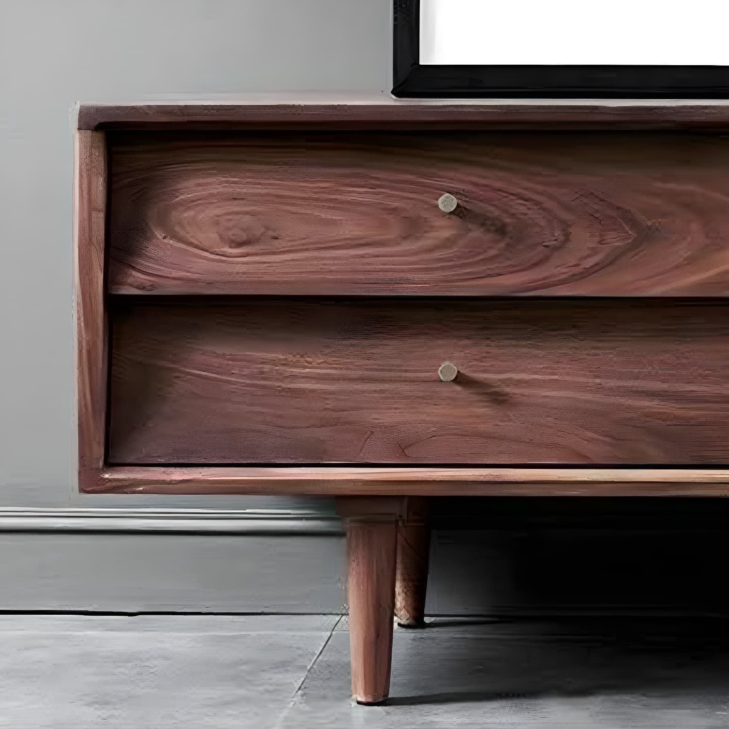 Industrial TV Media Stand Solid Wood 2 Drawers Stand Console - image 6