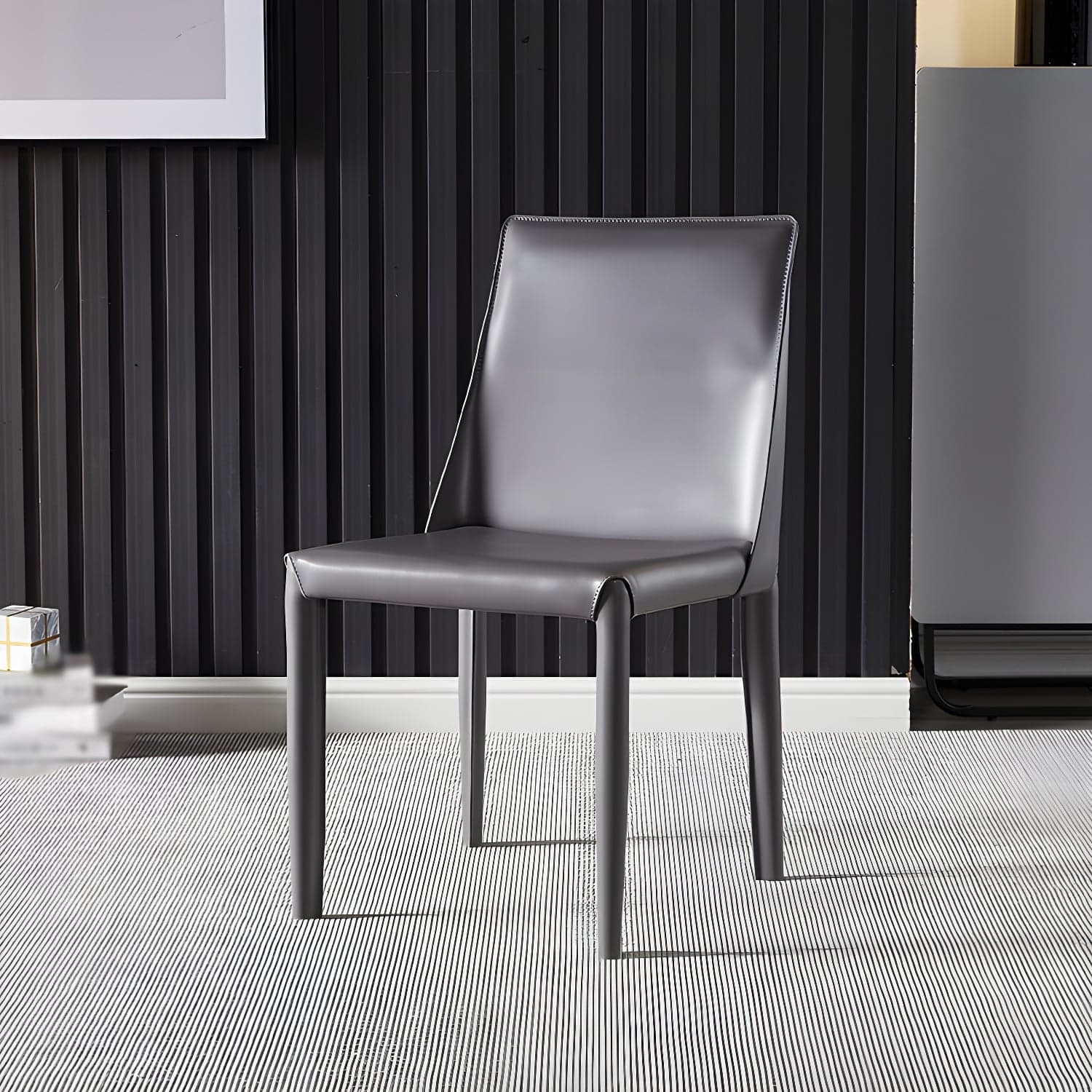 Designer Style Restaurant Saddle Leather Side Chair Matte Finish Parsons Dining Chair - image 5