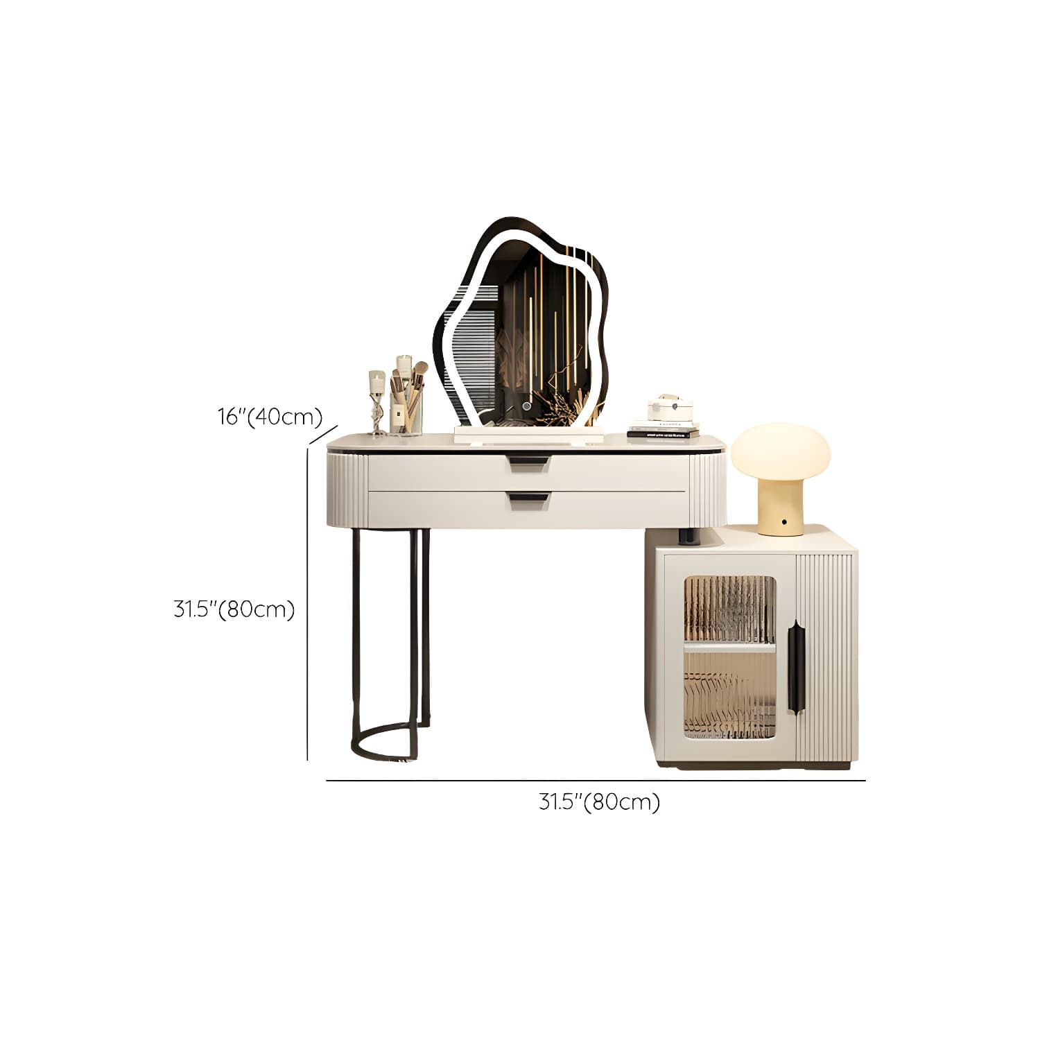 Contemporary Stone Top Vanity Table Set with Mirror and Stool Glam Slate Dressing Table - image 18