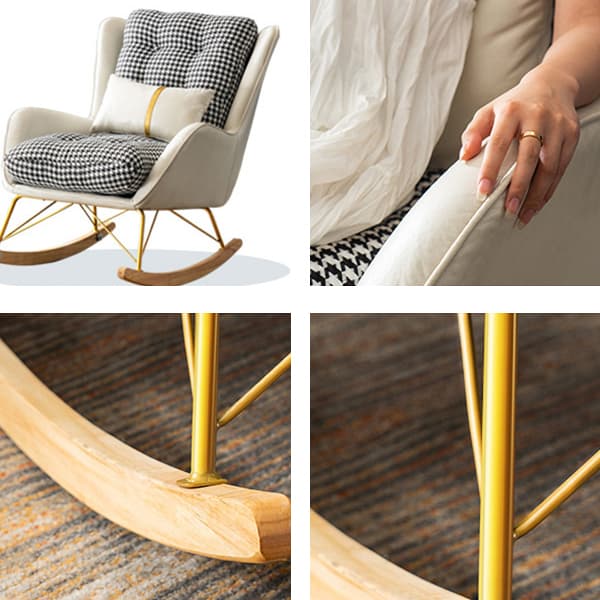 Ergonomic Stationary Round Arm Living Spaces Rocking Chair with Rear, Winged-back Chair - image 16