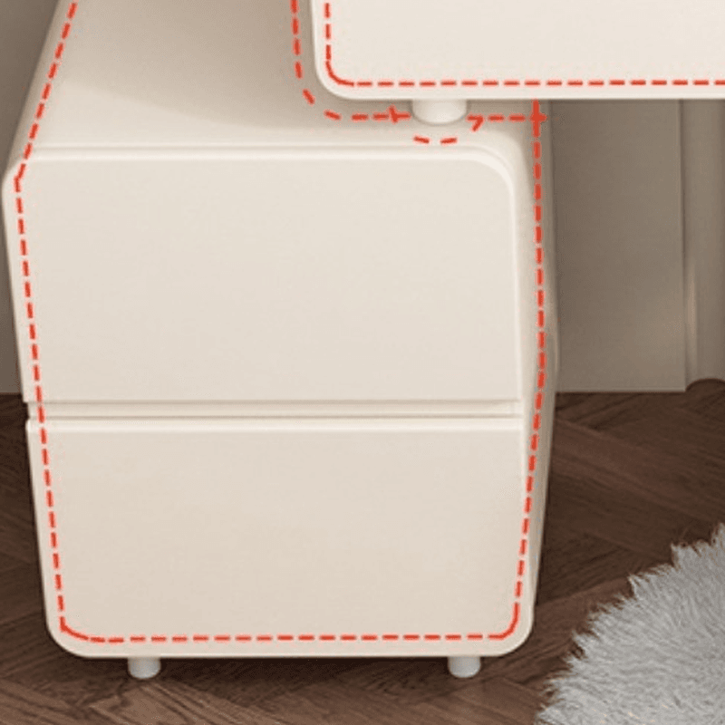 Simplistic Large/Standard Vanity Set with Stone Table Top, White Seat, 4 Drawers, and Mirror Lights - image 6