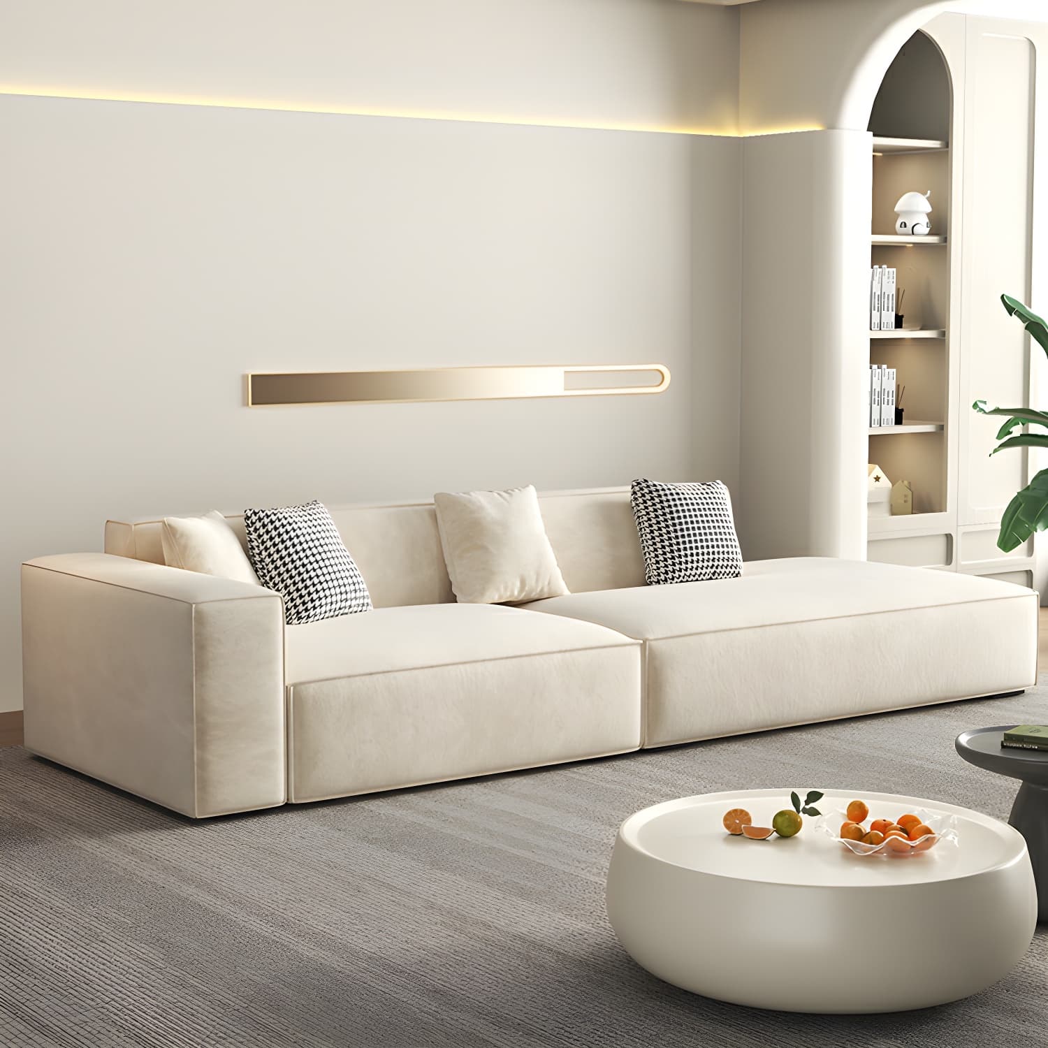 Elegant Sectional with Synthetic Upholstery in Moderate-Gray Tone and Built-in Charging Ports - image 12