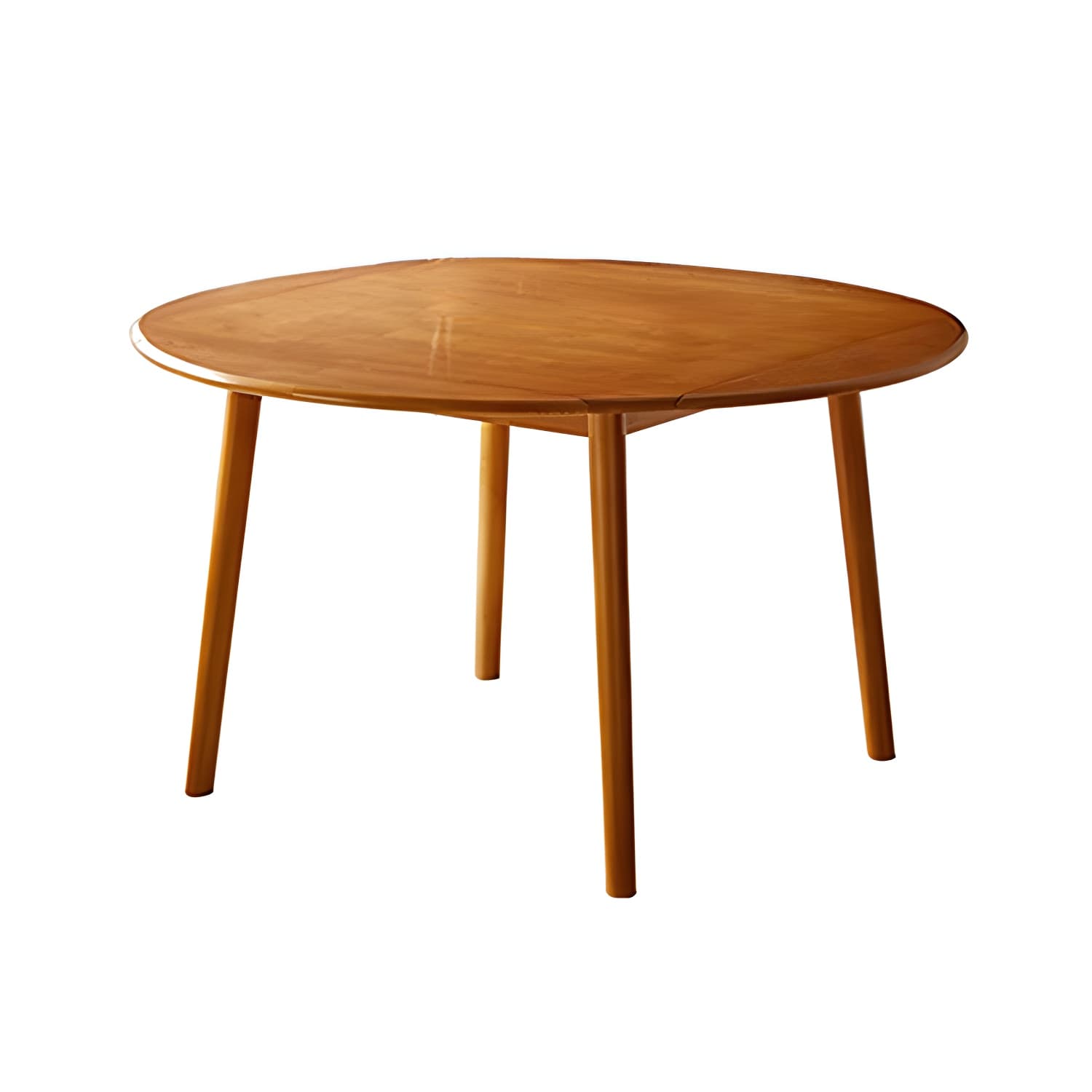 Round Wood Scandinavian Design Dining Table with Self-Storing Leaf and Extension Feature - image 7