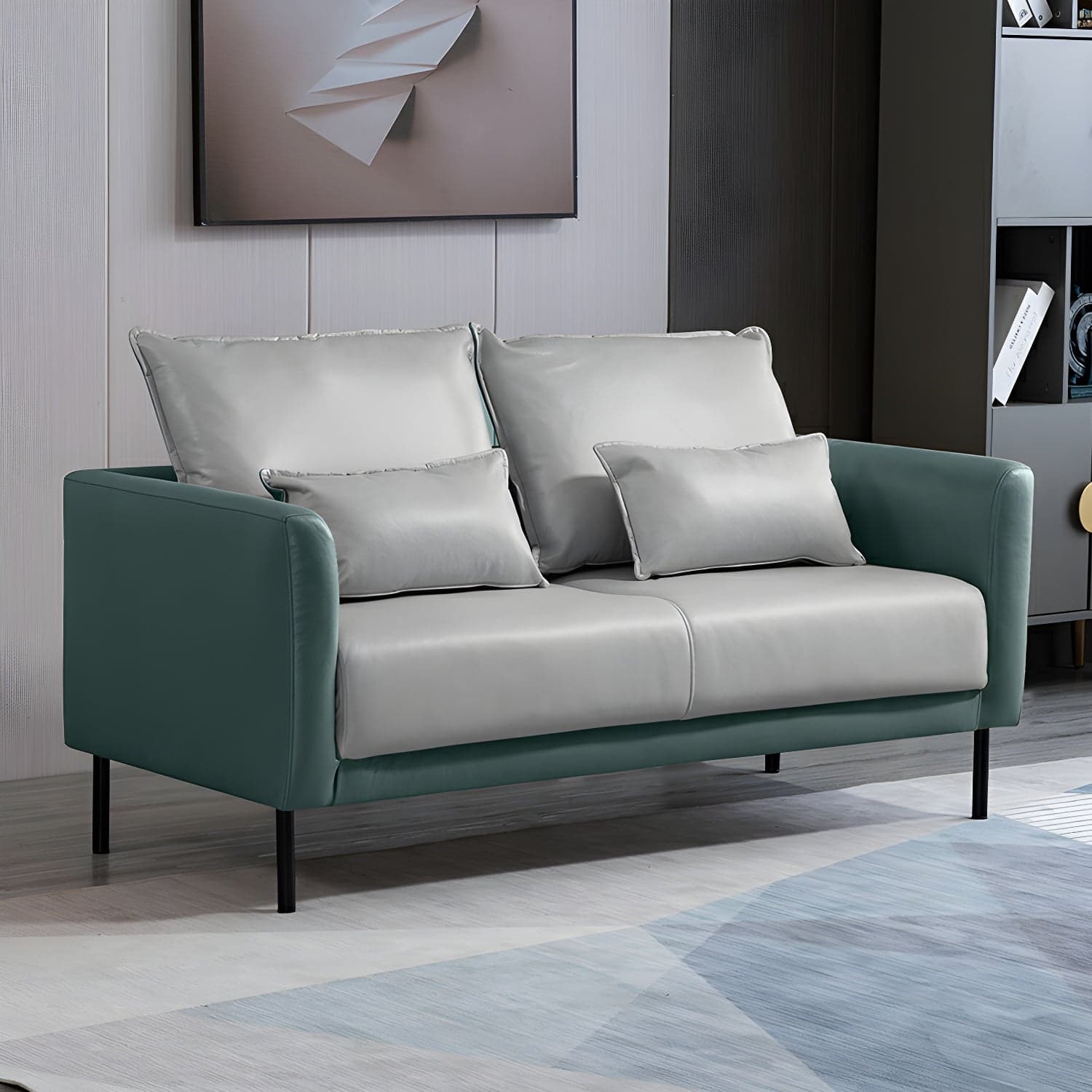 Scandinavian Faux Leather Seats 2 Loveseat with Tuxedo Arm and Stain Resistant Feature - image 4