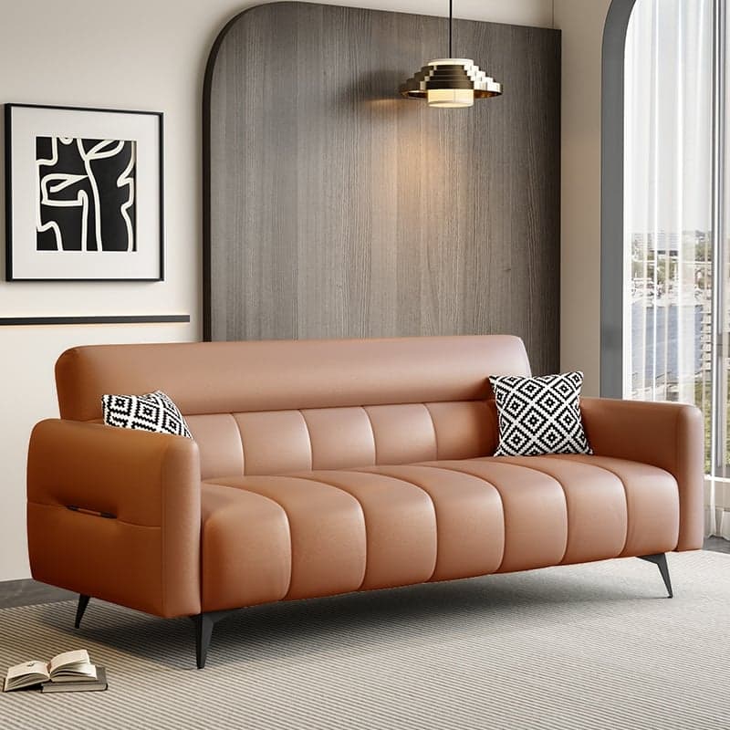 Trendy Solid Color Scratch-immune Convertible Sofa in Grey/Cerulean/Light Green with Arm, Seats 3/4-seater/2 People, and 2 Pillows - image 7