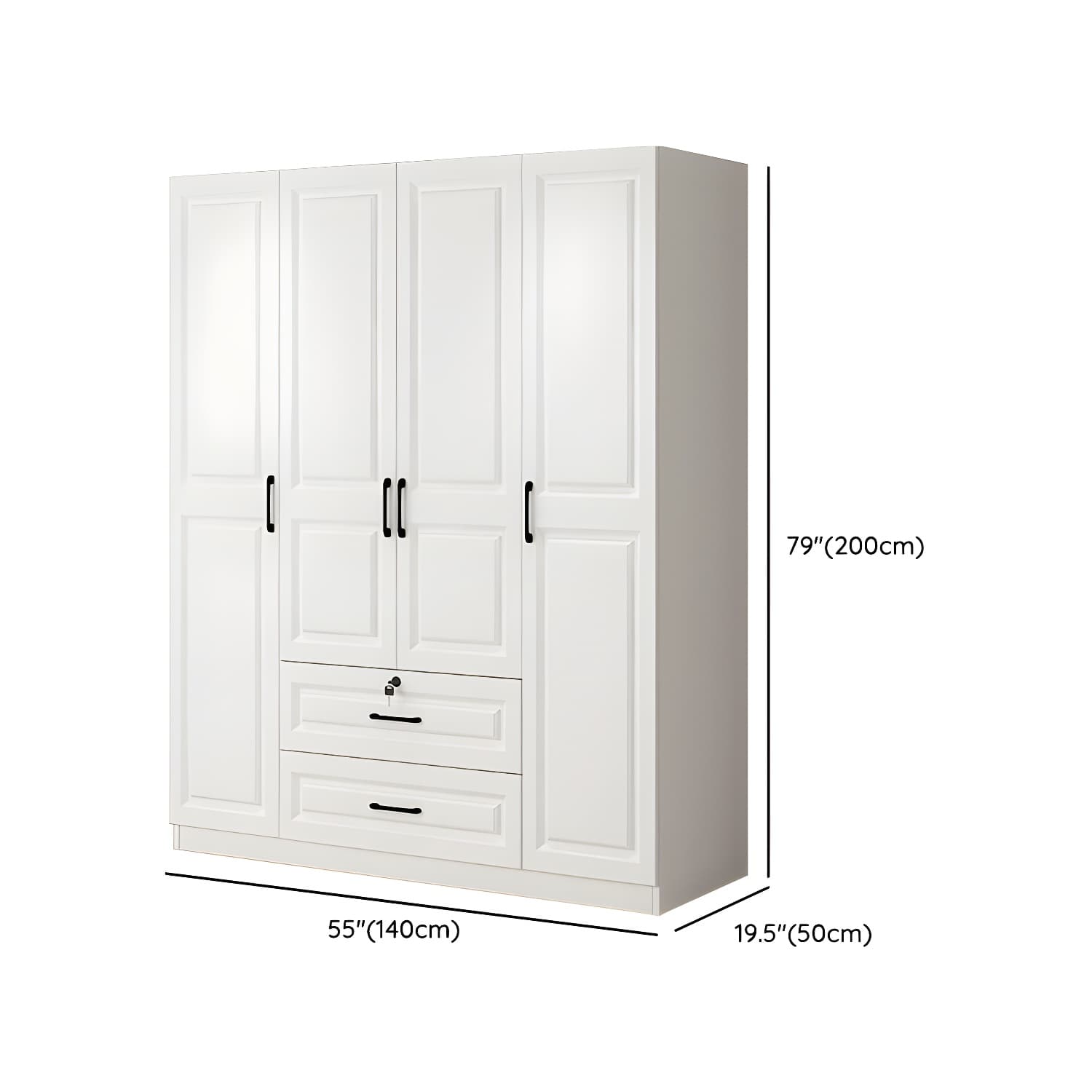 Wood White Modern Wardrobe Armoire with Drawers, Shelves, and Clothing Rod - image 15
