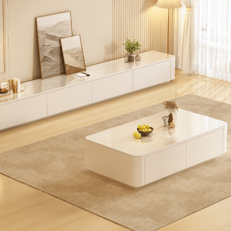 Contemporary Stone Parallelogram Accent Table with 4 Drawers/2 Drawers for Living Room - image 5