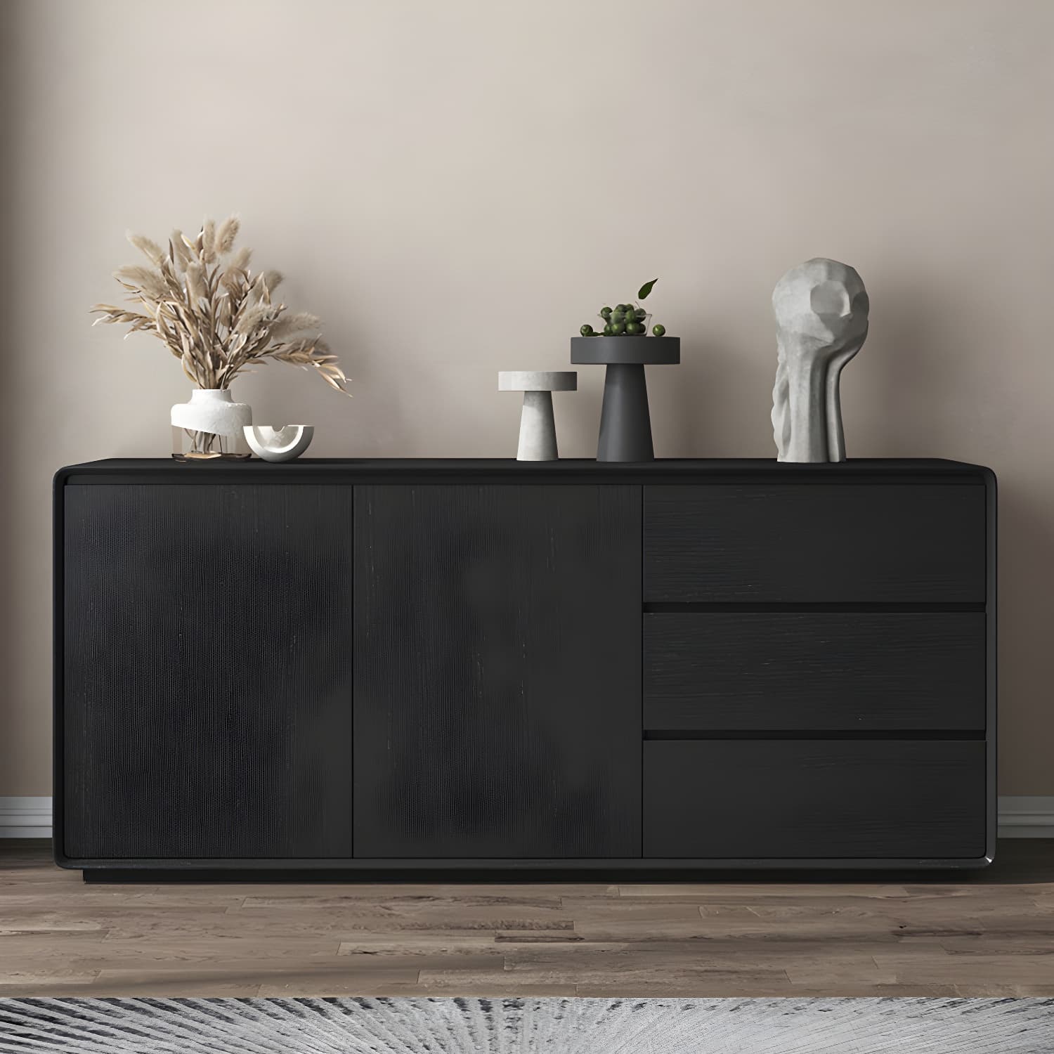 Wood Buffet Table Contemporary Style Side Board with Cabinets and Drawers - image 23