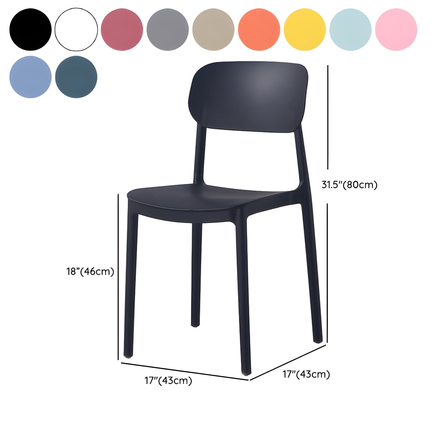 Stackable Scandinavian Style Side Chair with Low Back in Plastic & Acrylic - Armless - image 23