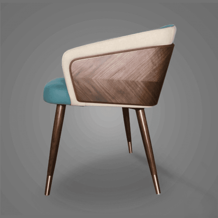Bordered Reliable Upholstered Arm Chair with Solid Back and Wooden Legs for Dinette in a Lavish Style - image 3
