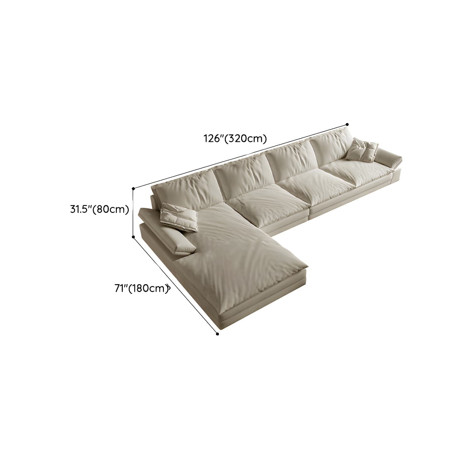 Beige Stationary Modern Sectional Sofa with Pillow Top Arm and Cushion Back - image 19