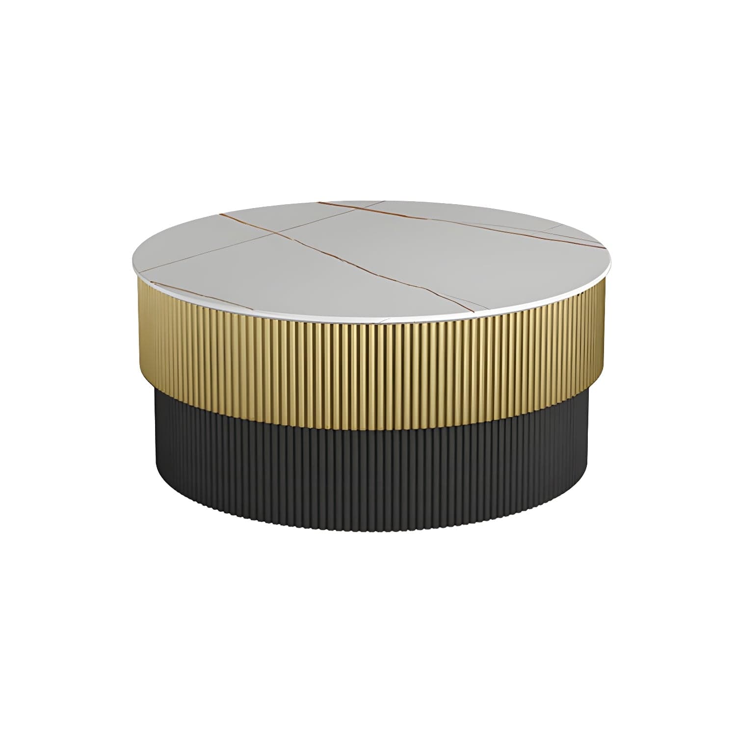 Round Slate Coffee Table Glam Pedestal No Distressing Single Coffee Table - image 4