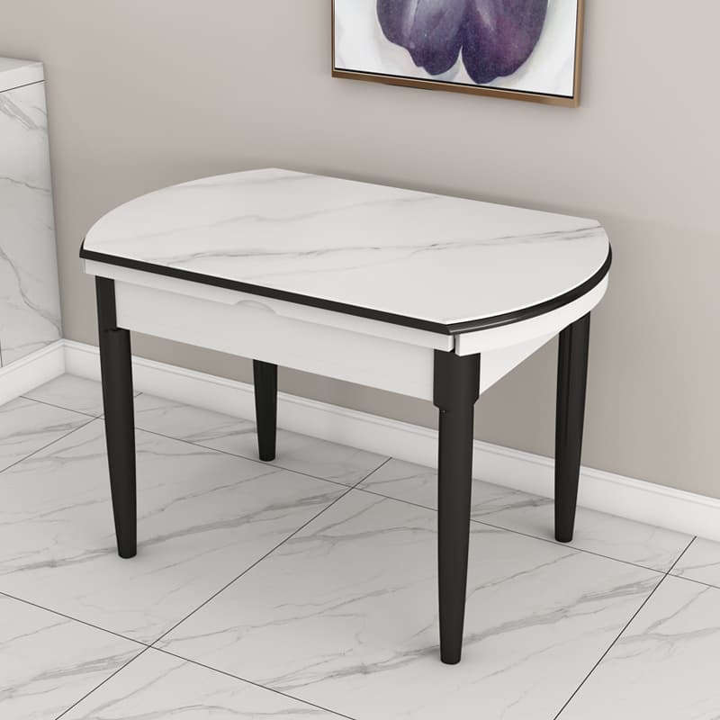 Minimalist Slate Dining Table Set with 4 Legs, Enclosed Back, Padded Chair, and Dove Grey/White Table Top