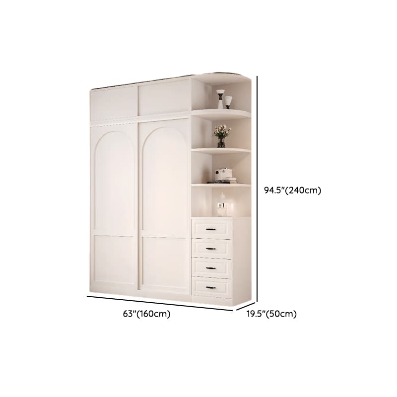 Contemporary White Engineered Wood Cabinet Armoire with Multiple Drawers, Interior Shelves, and Hanging Rod - image 28