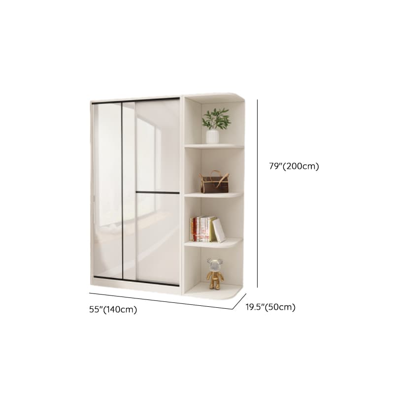 Chalk Modern Timber Self-supporting Wardrobe with Soft Close Door and Clothing Rod, Slipping Mechanism - image 25