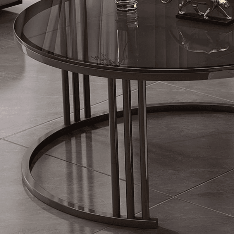 Double Nesting Round Coffee Table with Frame Base and 2 Drawers - image 6